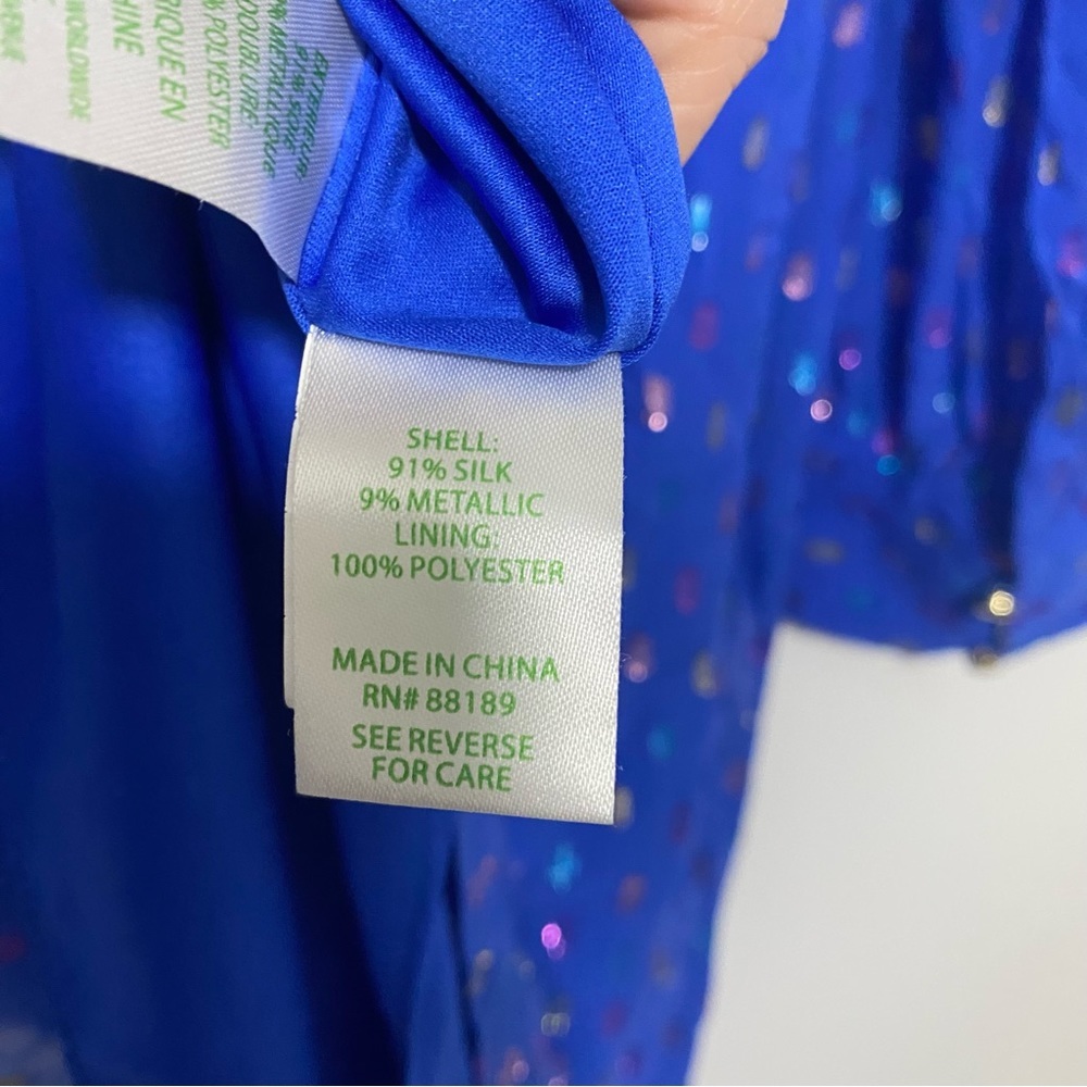 Lilly Pulitzer Maisel Metallic Silk Shift Dress in Iris Blue | Size 8 - Picture 8 of 8